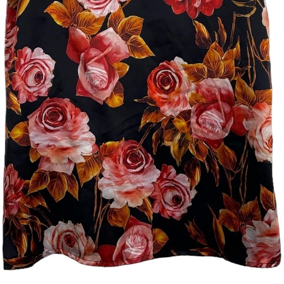 L’AGENCE JANE ROSA BASALT FLORAL ROSE SILK CHARMEUSE SPAGHETTI CAMISOLE TANK TOP - Picture 6 of 13